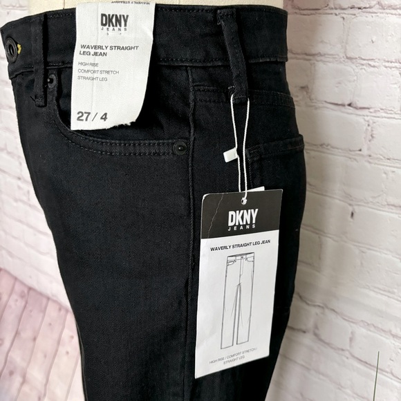DKNY JEANS Waverly Straight Leg High Rise Black Jeans--27/4 - Picture 3 of 16